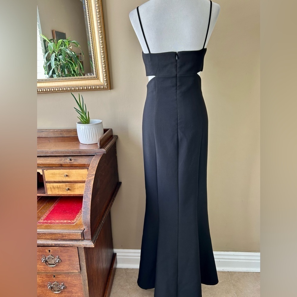 Likely Black Tamarelli Gown Revolve Mermaid Side Cutout Spaghetti Straps Size 14 - Picture 6 of 13